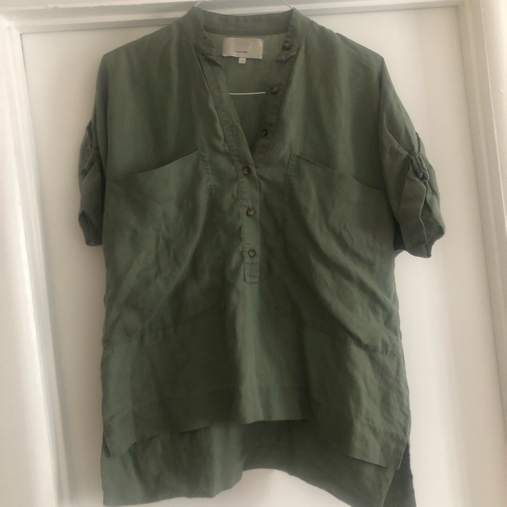 ❤️Mishka Linen Shirt Top Short Sleeve Oversized Blouse Size S/XS